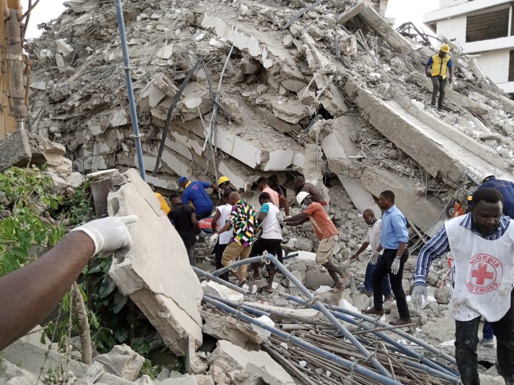 collapse of a 21-storey building, which is under construction on Gerrard Road, Ikoyi