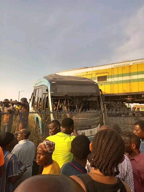 How Lagos Govt Staff Bus Got Crushed By Train At Cappa
