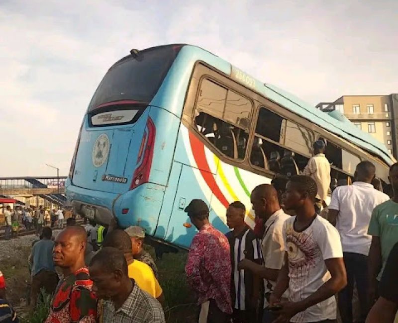 How Lagos Govt Staff Bus Got Crushed By Train At Cappa